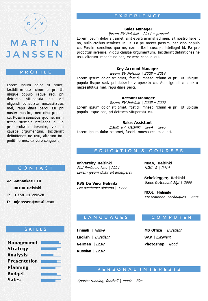 Cv Template Helsinki