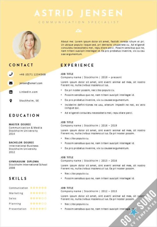 Creative CV template design Stockholm