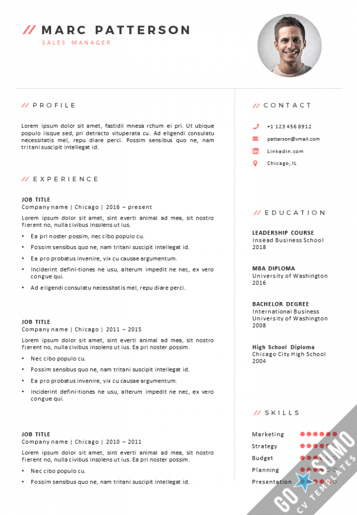 CV Template Chicago - Modern CV Template