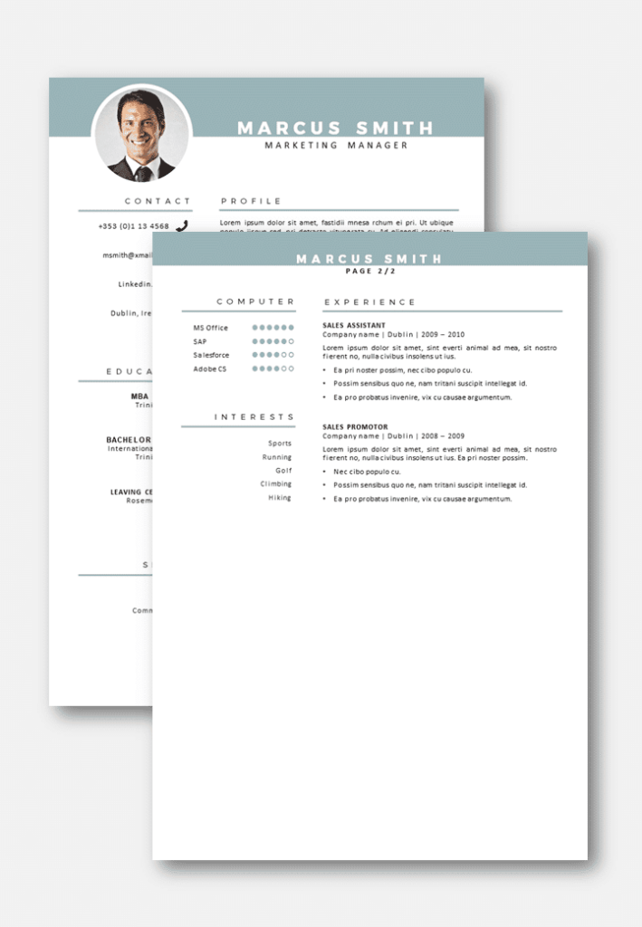 CV Template Dublin Word CV Template GoSumo