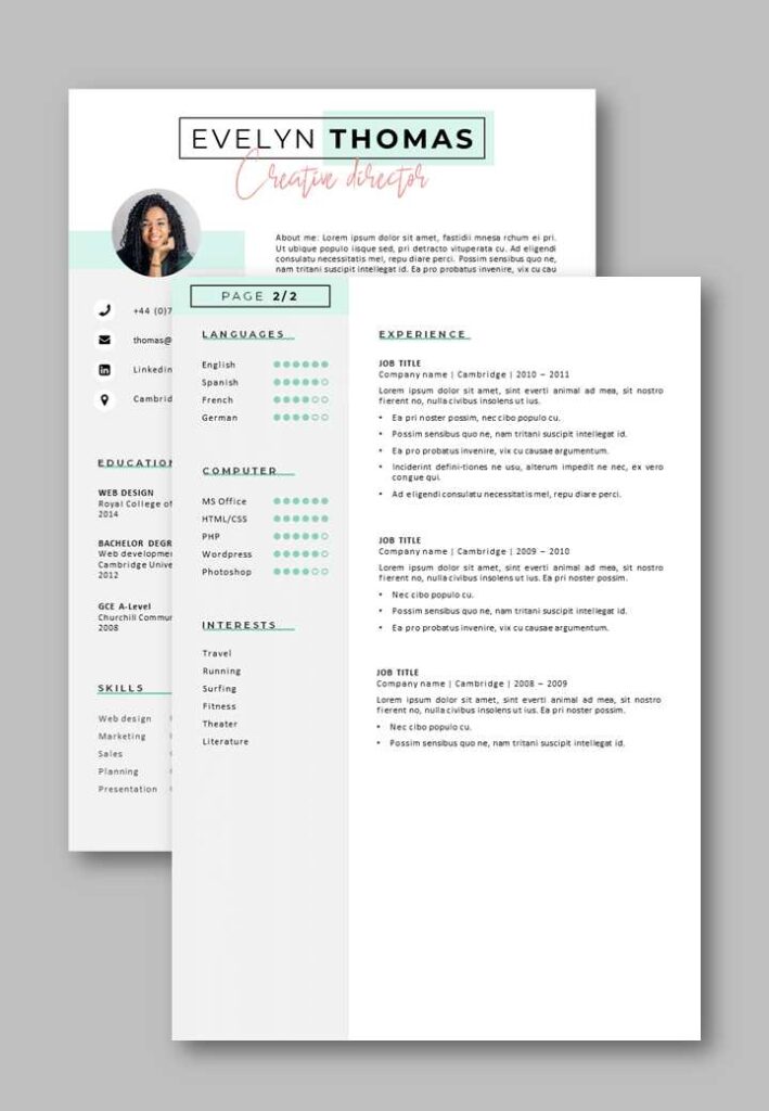 free downloadable resume templates for word