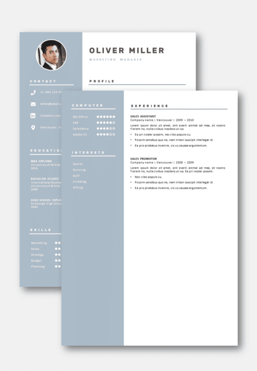 Second page CV Template