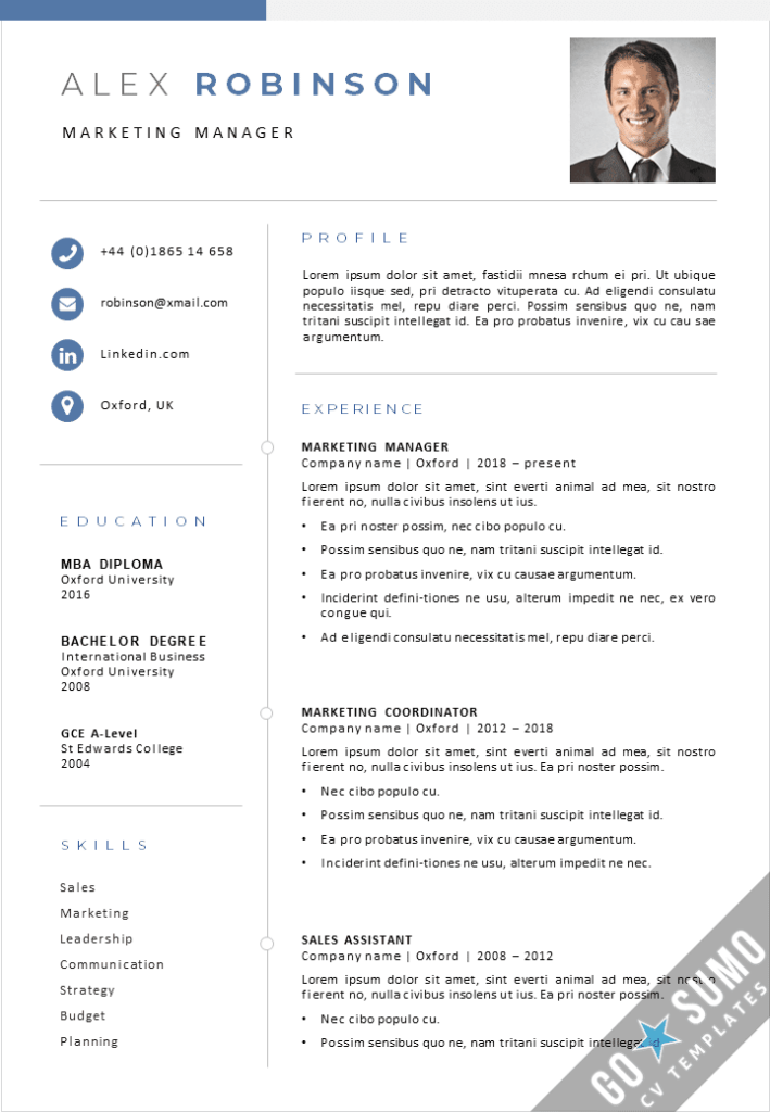 CV Template Oxford GoSumo CV Templates for Word and PowerPoint