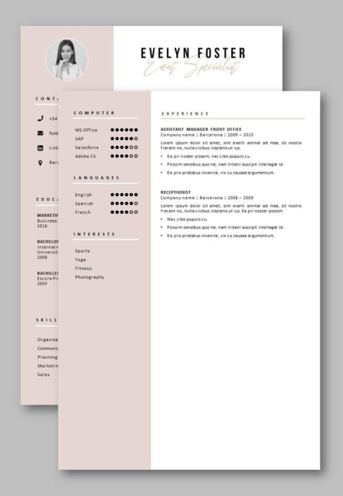 CV template second page
