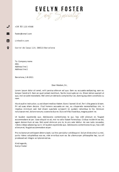Professional Cover Letter Template Barcelona