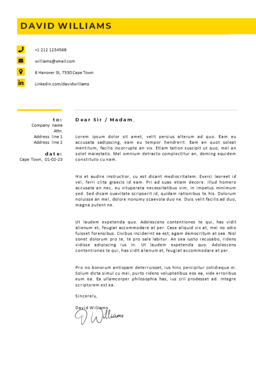 Word Cover Letter Templates Cape Town