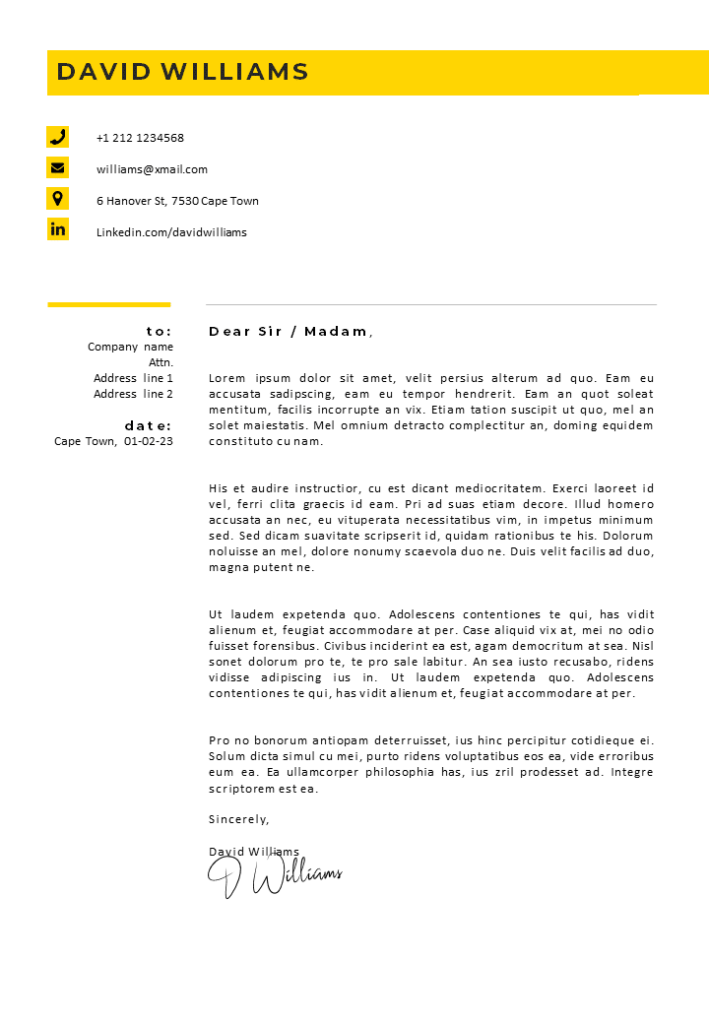 Word CV Template Cape Town - Go Sumo CV Design