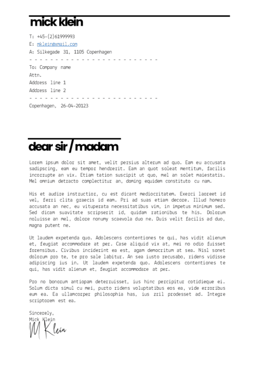 Creative cover letter design