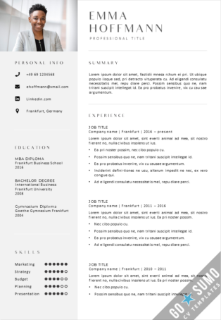 Word Resume CV Template Frankfurt